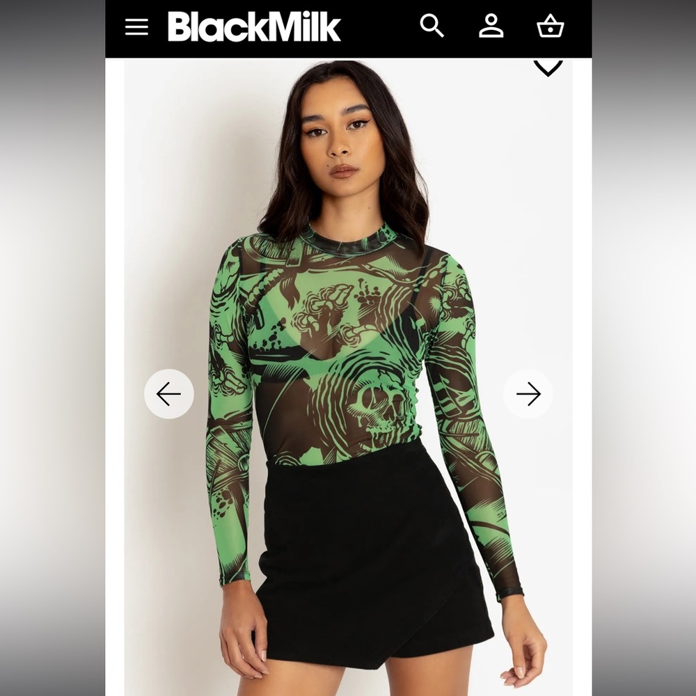 ISO‼️ BLACKMILK GELATINOUS CUBE SHEER HIGH NECK LONG SLEEVE TOP GREEN MESH LARGE